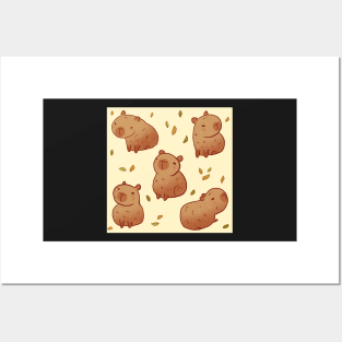 Capybara illustration pattern Posters and Art